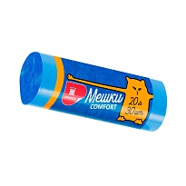 Мешки для мусора 20 л, синие, в рулоне 30 шт., ПНД, 8 мкм, 500х400 мм, Comfort, М0017 (МН 20-30с) в Одинцово Мешки для мусора 20 л, синие, в рулоне 30 шт., ПНД, 8 мкм, 500х400 мм, Comfort, М0017 (МН 20-30с) в Одинцово