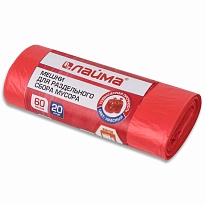 Мешки для мусора 60 л, красный, в рулоне 20 шт., ПНД, 10 мкм, 680х580 мм, LAIMA, 606702 в Одинцово Мешки для мусора 60 л, красный, в рулоне 20 шт., ПНД, 10 мкм, 680х580 мм, LAIMA, 606702 в Одинцово