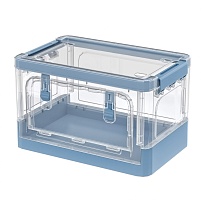 Ящик пластиковый складной прозрачный, дно синее, 360х235х230 мм, с колесиками в Одинцово