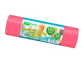 Мешки для мусора 120 л, с завязками, красные, в рулоне 10 шт., ПНД, 15 мкм, 800х750 мм, VIP, Z12010red в Одинцово