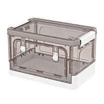 Ящик пластиковый складной прозрачный коричневый, дно белое, 360х235х230 мм, с колесиками в Одинцово