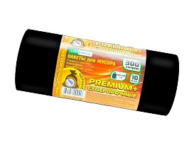 Мешки для мусора 300 л, черные, в рулоне 10 шт., ПВД 70 мкм, 1400х1000 мм, PREMIUM+, 30010160 в Одинцово
