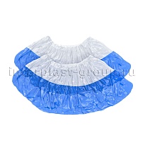 Бахилы бело-синие 1000 шт (500 пар), 48 мкм, двойная подошва, с одной резинкой, Эконом+ в Одинцово Бахилы бело-синие 1000 шт (500 пар), 48 мкм, двойная подошва, с одной резинкой, Эконом+ в Одинцово