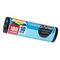Мешки для мусора 180 л, с ушками, черные, в рулоне 10 шт., ПНД, 20 мкм, 1150х800 мм, Крепак, 4607075710498 в Одинцово