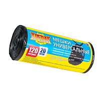 Мешки для мусора 120 л, черные, в рулоне 20 шт., ПНД, 15 мкм, 1100х700 мм, Крепак, 4607075710207 в Одинцово