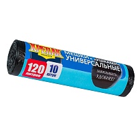 Мешки для мусора 120 л, с ушками, черные, в рулоне 10 шт., ПНД, 15 мкм, 1100х700 мм, Крепак, 4607075710474 в Одинцово