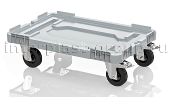 Тележка пластиковая сплошная 2 колеса с тормозом серая в Одинцово