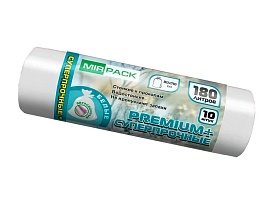 Мешки для мусора 180 л, ароматизированные, белые, в рулоне 10 шт., ПВД, 35 мкм, 1100х930 мм, PREMIUM+, 180105302 в Одинцово