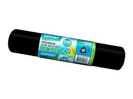 Мешки для мусора 240 л, черные, в рулоне 10 шт., ПВД 80 мкм, 1300х930 мм, EXPORT, exp 24010167 в Одинцово