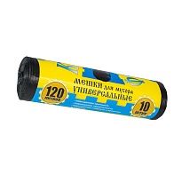 Мешки для мусора 120 л, с ушками, черные, в рулоне 10 шт., ПНД, 13 мкм, 1050х680 мм, Крепакоф, 4607075710252 в Одинцово Мешки для мусора 120 л, с ушками, черные, в рулоне 10 шт., ПНД, 13 мкм, 1050х680 мм, Крепакоф, 4607075710252 в Одинцово