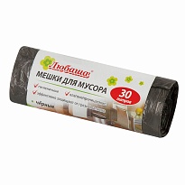 Мешки для мусора 30 л, черные, в рулоне 20 шт., ПНД, 5 мкм, 550х470 мм, Любаша эконом, 605329 в Одинцово Мешки для мусора 30 л, черные, в рулоне 20 шт., ПНД, 5 мкм, 550х470 мм, Любаша эконом, 605329 в Одинцово