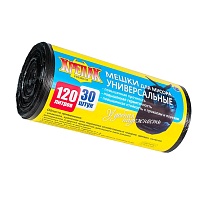 Мешки для мусора 120 л, черные, в рулоне 30 шт., ПНД, 15 мкм, 1100х700 мм, Крепак, 4607075710122 в Одинцово