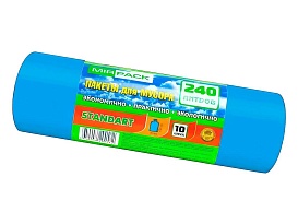 Мешки для мусора 240 л, ароматизированные, синие, в рулоне 10 шт., ПВД 30 мкм, 1300х930 мм, STANDART, 24010661 в Одинцово