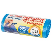 Мешки для мусора 35 л, с ушками, синие, в рулоне 30 шт., ПНД, 11 мкм, 650х500 мм, LAIMA ULTRA, 607684 в Одинцово