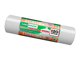 Мешки для мусора 120 л, белые, в рулоне 10 шт., ПНД, 14 мкм, 1100х700 мм, EXTRA, ex1201803 в Одинцово Мешки для мусора 120 л, белые, в рулоне 10 шт., ПНД, 14 мкм, 1100х700 мм, EXTRA, ex1201803 в Одинцово