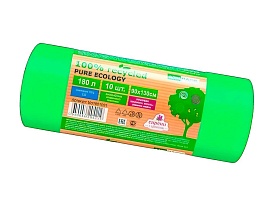 Мешки для мусора 180 л, ароматизированные, биоразлагаемые, зеленые, в рулоне 10 шт., ПВД, 40 мкм, 1300х930 мм, PURE ECOLOGY, bio1801081 в Одинцово Мешки для мусора 180 л, ароматизированные, биоразлагаемые, зеленые, в рулоне 10 шт., ПВД, 40 мкм, 1300х930 мм, PURE ECOLOGY, bio1801081 в Одинцово