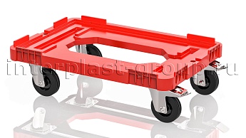 Тележка пластиковая с отверстием 2 колеса с тормозом усиленная красная в Одинцово