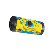 Мешки для мусора 30 л, с ушками, черные, в рулоне 30 шт., ПНД, 8 мкм, 580х460 мм, Крепакоф, 4607075710238 в Одинцово Мешки для мусора 30 л, с ушками, черные, в рулоне 30 шт., ПНД, 8 мкм, 580х460 мм, Крепакоф, 4607075710238 в Одинцово