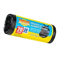 Мешки для мусора 20 л, черные, в рулоне 30 шт., ПНД, 10 мкм, 550х440 мм, Крепак, 4607075710092 в Одинцово
