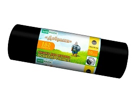 Мешки для мусора 180 л, ароматизированные, черные, в рулоне 10 шт., ПВД, 100 мкм, 1100х930 мм, Добрыня, Dob18010black в Одинцово